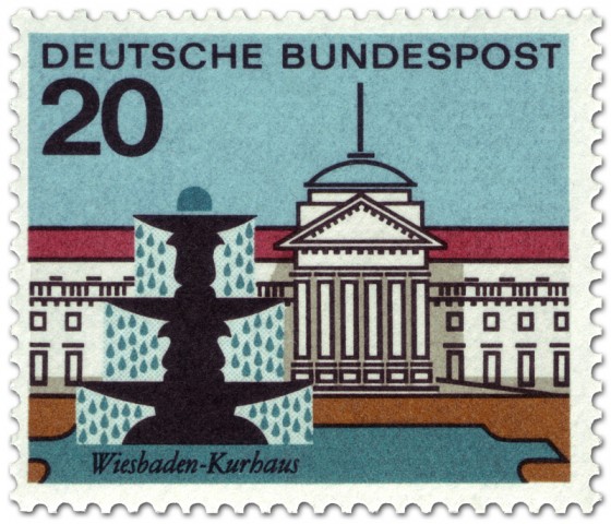 Briefmarke: Wiesbaden Kurhaus und Brunnen