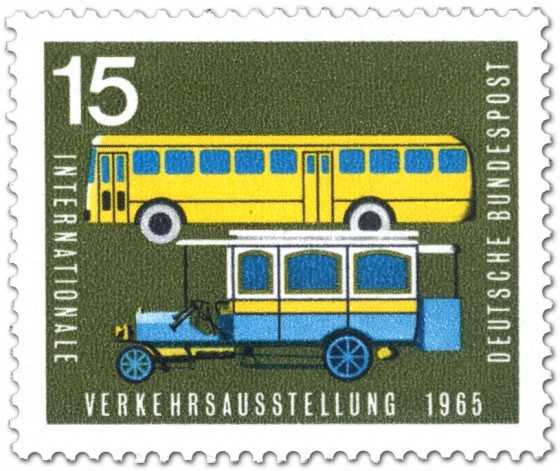 Briefmarke: Postbus (Oldtimer) und Omnibus
