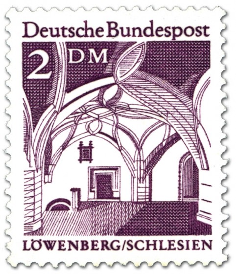 Briefmarke: Bürgerhalle im Rathaus zu Löwenberg (Schlesien)