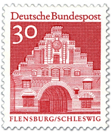 Briefmarke: Nordertor Flensburg, Schleswig (Rot)