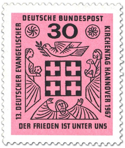 Briefmarke: Kreuz - Frieden unter uns (ev. Kirchentag 1967)