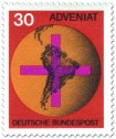 Briefmarke: Weltkugel mit Kreuz - Adveniat