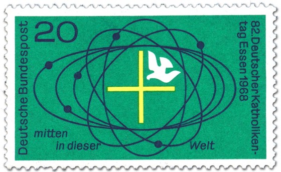 Briefmarke: Mitten in dieser Welt (Taube, Kreuz) - Katholikentag Essen