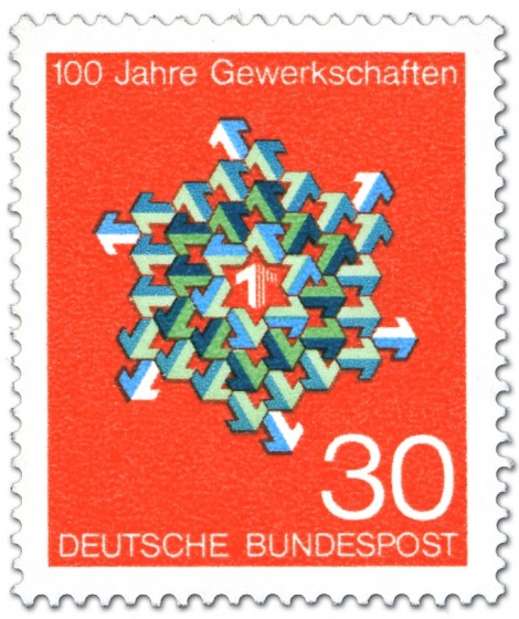 Briefmarke: Pfeile Stern 100 Jahre Gewerkschaften