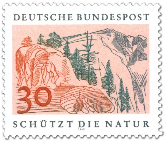 Briefmarke: Hochgebirge mit Felsen