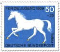 Briefmarke: Vollblut Pferd (Weiss)