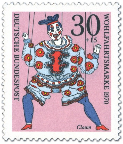 Briefmarke: Clown Marionette