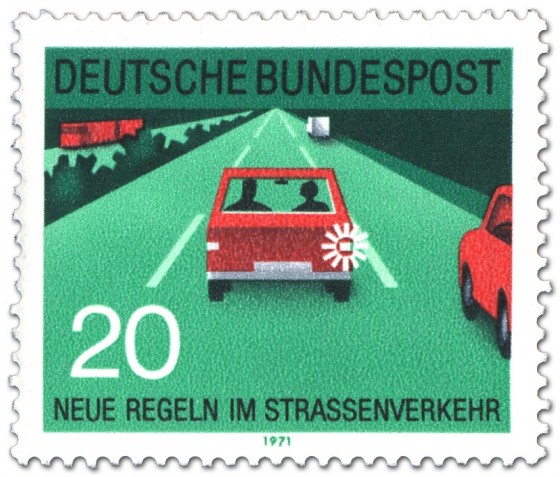Briefmarke: Autobahn: nach dem Überholen blinken