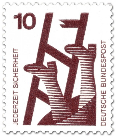 Briefmarke: Defekte Leiter - Sturzgefahr