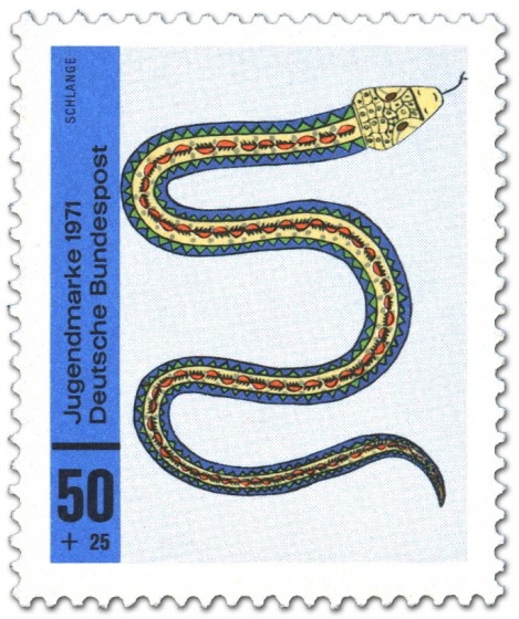 Briefmarke: Kinderbild Schlange