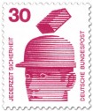 Briefmarke: Schutzhelm - fallender Ziegelstein