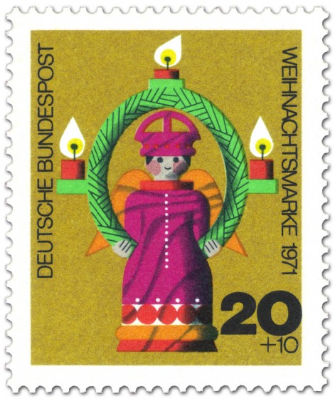 Briefmarke: Weihnachtsengel aus Holz (Weihnachtsmarke 1971)