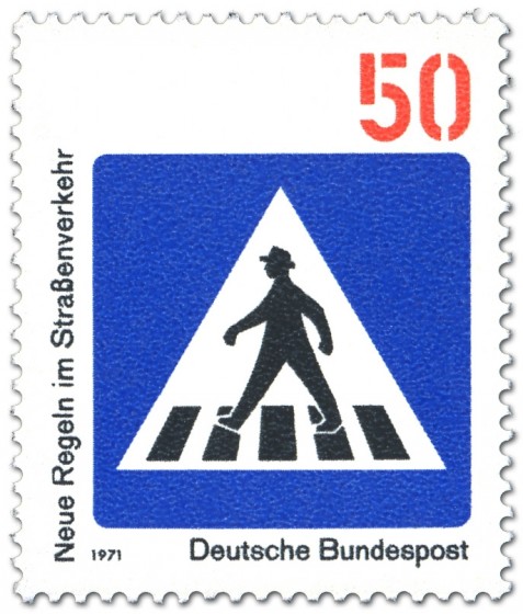 Briefmarke: Verkehrsschild: Zebrastreifen für Fussgänger