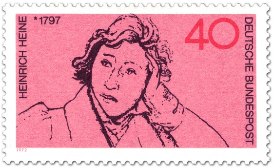 Briefmarke: Zeichnung von Heinrich Heine (Dichter)