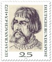 Briefmarke: Lucas Cranach d. Ä. (Portrait von Dürer)