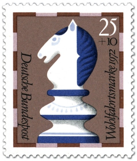 Briefmarke: Springer (Schachfigur)