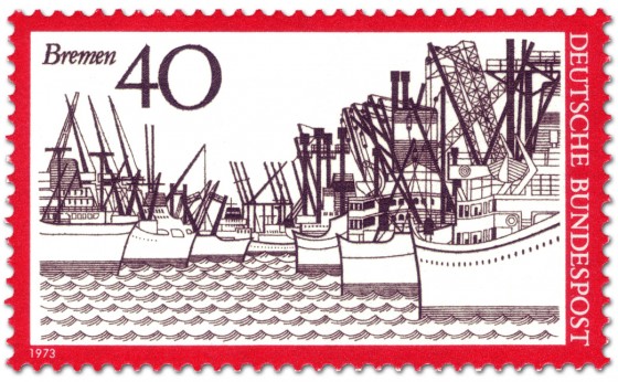 Briefmarke: Bremen Hafen-Ansicht