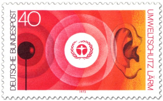 Briefmarke: Umweltschutz: Lärm, Schall und Ohr
