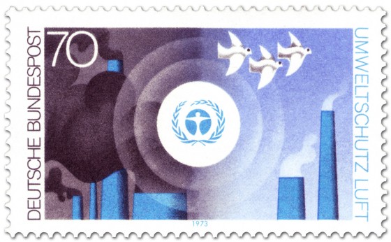 Briefmarke: Umweltschutz: Luft, Vögel und Rauch
