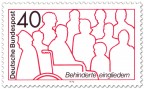 Briefmarke: Behinderte Eingliedern (im Rollstuhl)