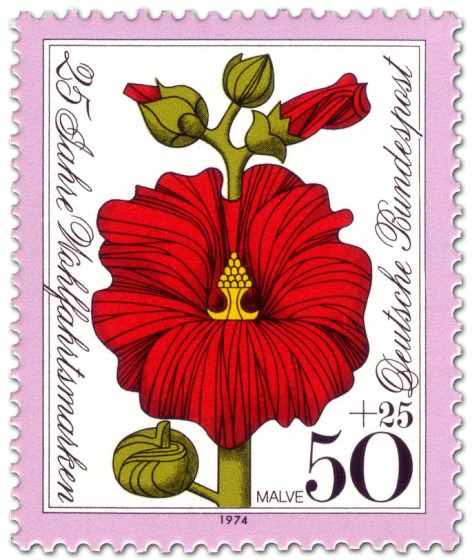 Briefmarke: Blume: Rote Malve