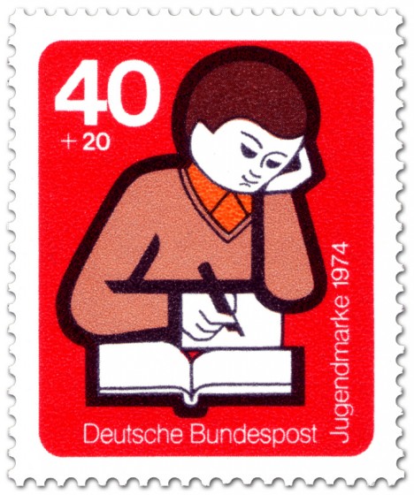 Briefmarke: Lesen, Schreiben, Lernen