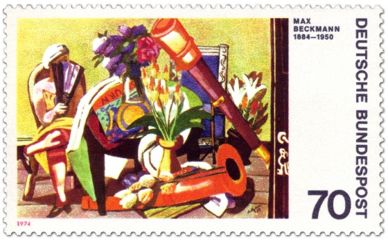Briefmarke: Stillleben mit Fernrohr von Max Beckmann
