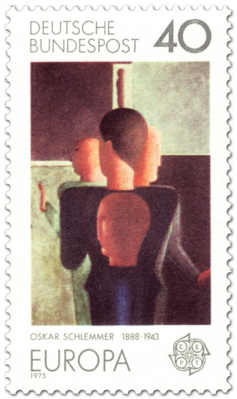 Briefmarke: Figurengruppe - Gemälde von Oskar Schlemmer