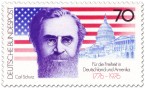 Briefmarke: Carl Schurz vor Sternenbanner und Capitol
