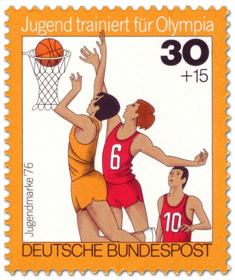 Briefmarke: Jugendliche beim Basketball