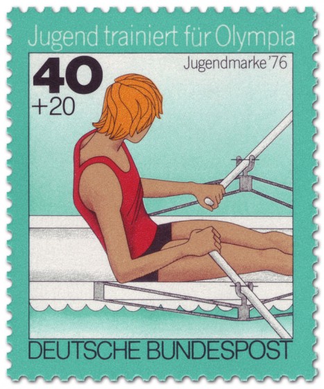 Briefmarke: Jugendliche beim Einer-Rudern