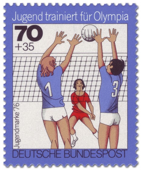 Briefmarke: Jugendliche beim Volleyball