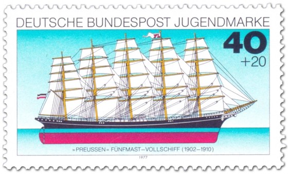 Briefmarke: Fünfmaster-Segelschiff Preussen (Vollschiff)