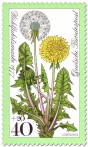 Briefmarke: Löwenzahn, Pusteblume