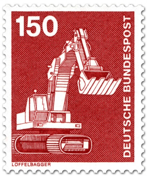 Briefmarke: Löffelbagger, Schaufelbagger