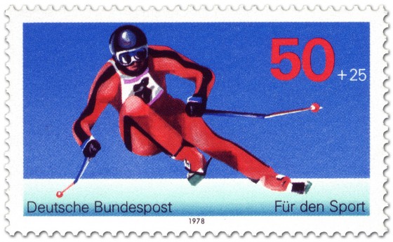 Briefmarke: Skifahrer Abfahrtslauf (Sporthilfe)