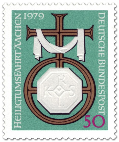 Briefmarke: Kreuz mit dem Symbol Karls des Großen