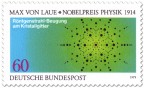 Briefmarke: Röntgenstrahl an Kristallgitter (Nobelpreis Max von Laue)