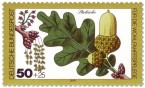 Briefmarke: Stieleiche Blatt und Eichel