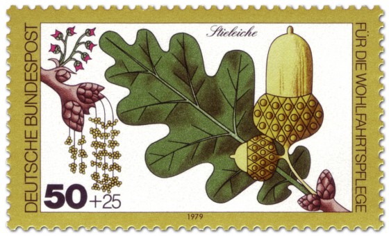 Briefmarke: Stieleiche Blatt und Eichel