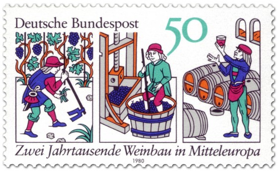 Briefmarke: Zwei Jahrtausende Weinbau in Mitteleuropa