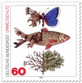 Briefmarke: Umweltschutz (zerstörter Schmetterling, Fisch, Baum)