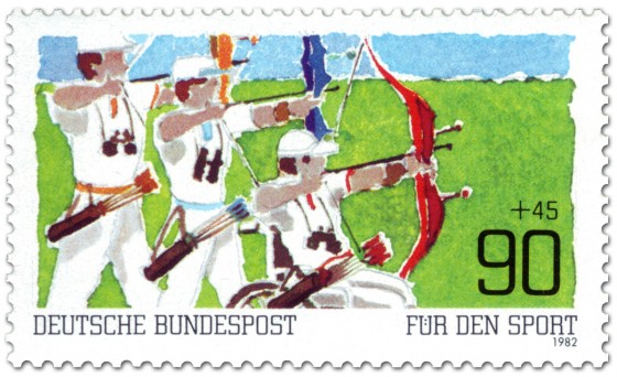 Briefmarke: Bogenschießen - Für den Sport