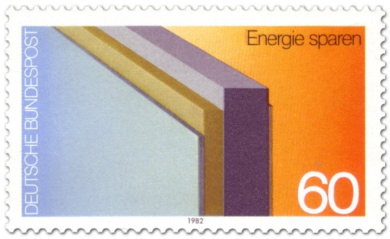 Briefmarke: Isolierte Wand zum Energie sparen