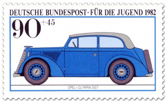 Briefmarke: Opel Olympia von 1937