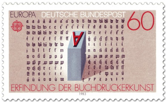 Briefmarke: Buchstabe A, Buchdruck Letter