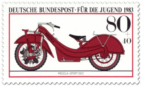 Briefmarke: Rotes Megola Sport Motorrad