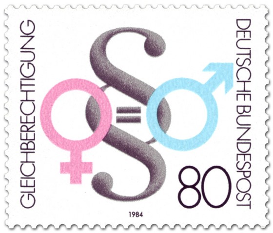 Briefmarke: Gender-Symbole für Mann und Frau (Gleichberechtigung)