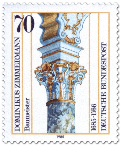 Briefmarke: Saülenkapitell von Dominikus Zimmermann (Baumeister)