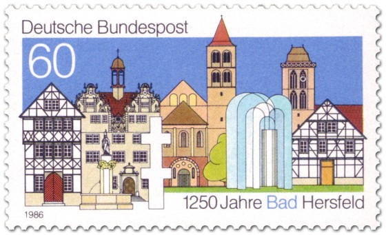 Briefmarke: 1250 Jahre Bad Hersfeld - Stadtansicht